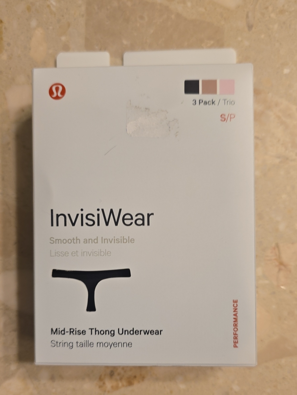 Lululemon Invisiwear Mid Rise Thong Small 3 Pack